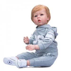 Силіконова колекційна лялька реборн велика Reborn Doll Хлопчик Мирон Висота 75 см (439)