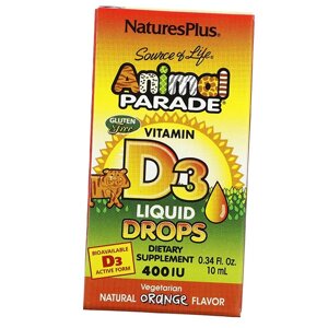 Вітамін Д3 у краплях для дітей Animal Parade Vitamin D3 Liquid Drops Nature's Plus 10мл Апельсин (36375184)