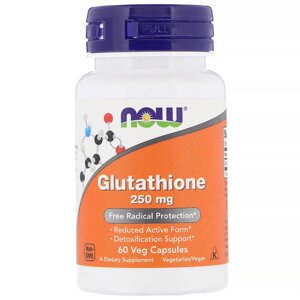 Глутатіон, Glutathione, Now Foods, 250 мг, 60 вегетаріанських капсул