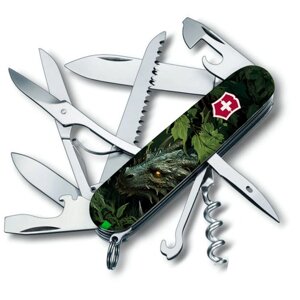 Складаний ніж Victorinox Huntsman Zodiac 91 мм Зелений дерев'яний дракон