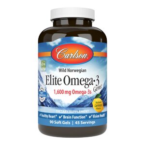 Омега-3 Elite Omega-3 Gems Carlson 90 желатинових капсул Смак Лимона