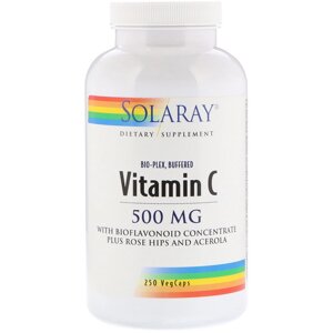 Вітамін С і біофлавоноїдний концентрат Vitamin C Solaray 500 мг 250 вегетаріанських капсул