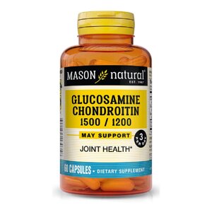 Глюкозамін та Хондроїтин 1500/1200 Glucosamine Chondroitin Mason Natural 60 капсул