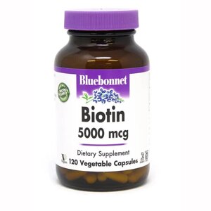 Біотин Bluebonnet Nutrition Biotin 5000 mcg 120 Veg Caps BLB0448