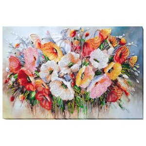 Набір для вишивки бісером "Ніжні квіти" Abris Art AB-805 40х27 см