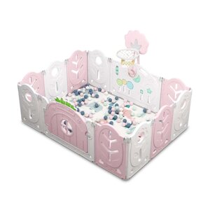 Манеж BabyPlayPen "Магічної ліс" вбудоване баскетбольне кільце 123*165*62 см Рожевий