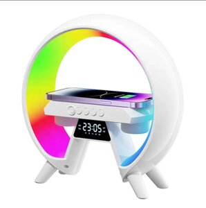 Настільна акумуляторна смарт лампа із вбудованим акумулятором UKC Smart RGB 15W Light Sound Machine Bluetooth Біла