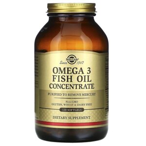 Omega-3 Fish Oil Solgar концентрат риб'ячого жиру 120 гелевих капсул