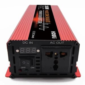 Інвертор напруги HOULI 3000W 12V в 220V Чистий синус Червоний (IN3W12V22V)