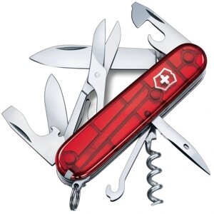 Швейцарський складаний ніж Victorinox Climber 91 мм 14 функцій Червоний напівпрозорий у блістері (1.3703. TB1)