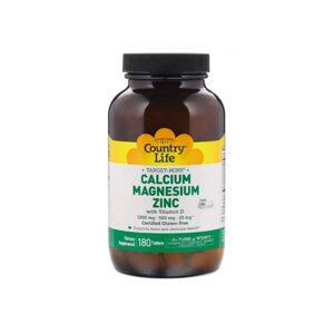 Мультимінеральний комплекс Country Life Target-Mins Calcium Magnesium Zinc 180 Tabs