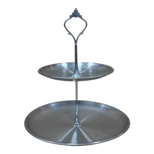 Підставка 2-ярусна Leeseph для святкової сервіровки 23х20 см Сріблястий (MV034)