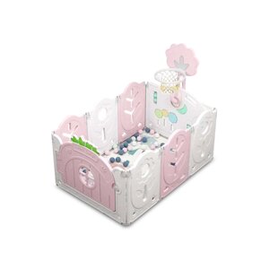 Манеж BabyPlayPen "Магічної ліс" вбудоване баскетбольне кільце 84*123*62 см Рожевий