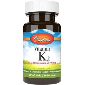 Вітамін K Carlson Labs Vitamin K2 MK-7 90 mcg 60 Soft Gels