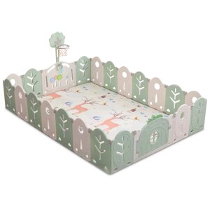 Манеж BabyPlayPen "Магічної ліс" вбудоване баскетбольне кільце 205*285*62 Оливковий