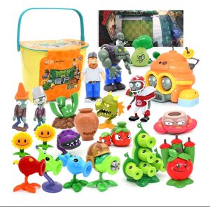 Кошик іграшок героїв із гри Plants vs Zombies Рослини проти зомбі 21 персонаж Різнокольоровий (korzina)