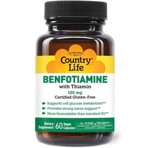 Вітамінний препарат Country Life Benfotiamine with Thiamin 150 mg 60 Veg Caps