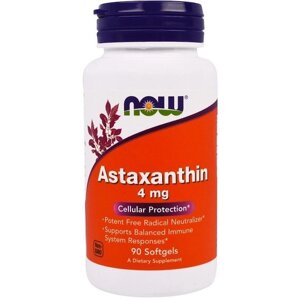 Астаксантін NOW Foods Astaxanthin 4 mg 90 Softgels NF2305