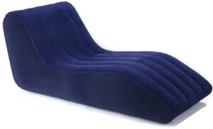 Надувне крісло диван для відпочинку OPT-TOP Shaped S-подібне зі спинкою насос у комплекті 160х90х60 см Синій (2104618503)