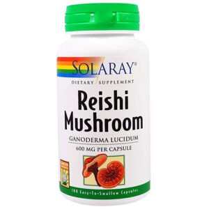 Гриби рейши Reishi Mushroom Solaray 600 мг 100 капсул (20032)