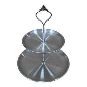 Підставка 2-ярусна Leeseph для святкової сервіровки 23х20 см Сріблястий (MV034а)