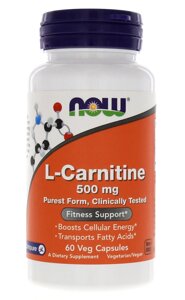 Л- Карнітін Now Foods L-Carnitine 500 мг капсул №60