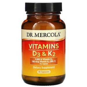 Вітаміни D3 та K2 5000 МО Vitamins D3 & K2 Dr. Mercola 90 капсул