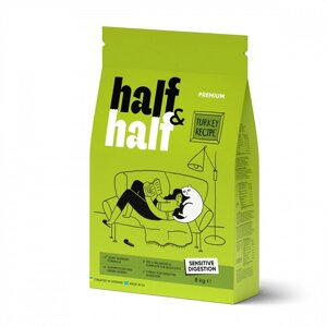 Сухий корм для кішок з чутливим травленням та шкірою Half&Half Sensitive Digestion 8 кг з індичкою (20833)