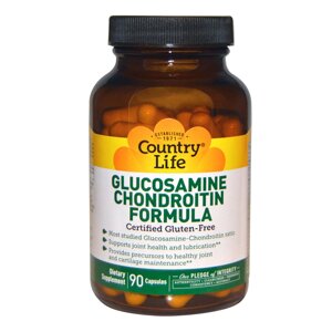 Глюкозамін і Хондроітін, Glucosamine/Chondroitin Formula, Country Life, 90 капсул