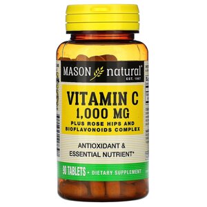 Вітамін C 1000 мг із Шипшиною та Біофлавоноїдами Vitamin C Mason Natural 90 таблеток