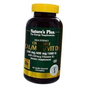 Вітаміни для кісток та зубів Cal/Mag/Vit D3 with Vitamin K2 Nature's Plus 60таб Ваніль (36375046)