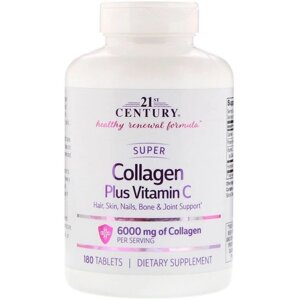 Колаген 21st Century Super Collagen Plus Vitamin C 6000 mg 180 Tabs