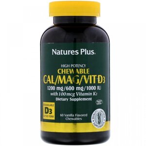 Мікроелемент Кальцій Nature's Plus Cal/Mag/Vit D3 60 Chewables Vanilla Flavored