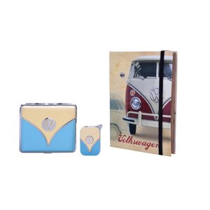 Набір портсигар і газова запальничка Licences VW Giftset Lighter&Cigarette Case Жовто-блакитний (40610066YEBLU)