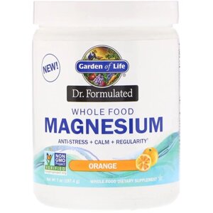 Магнієвий порошок, шипучий напій зі смаком апельсина, Whole Food Magnesium Powder, Dr. Formulated, Garden of Life, 7