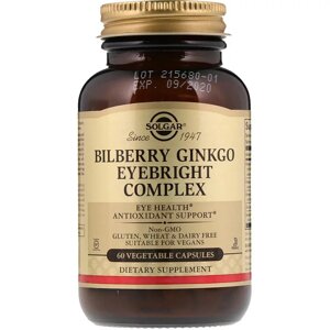 Комплекс для очей Solgar Bilberry Ginkgo Eyebright Complex 60 капсул (SOL00315)