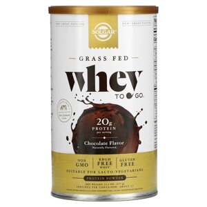 Сироватковий протеїн Grass Fed Whey To Go Solgar порошок смак шоколаду 377 г