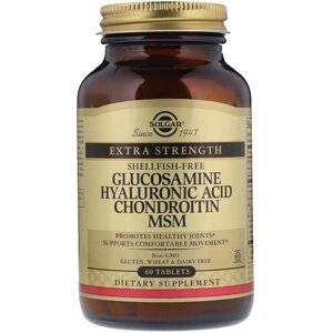 Глюкозамін гіалуронова кислота хондроїтин ЧСЧ Glucosamine Hyaluronic Acid Chondroitin Solgar 60 таблеток