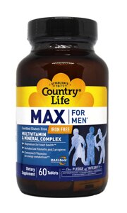 Мультивітаміни і мінерали для чоловіків Country Life Max for Men 60 таблеток