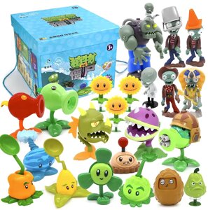 Комплект іграшок героїв із гри Plants vs Zombies Рослини проти зомбі 22 персонажа Різнокольоровий (bigbox)