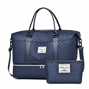 Дорожня сумка Weixier з відділенням для взуття та косметичкою 50x24x36 см Темно-синій (NBRSMP-BLU-1364)