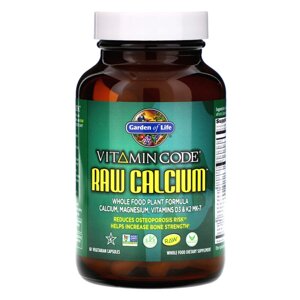 Сирий Кальцій Магній + Вітамін D3, RAW Calcium, Garden of Life, 60 вегетаріанські капсули