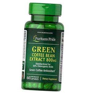 Екстракт зелених зерен кави Green Coffee Bean extract Puritan's Pride 60капс (02367005)