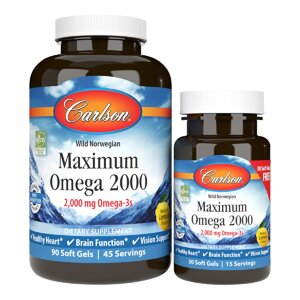 Омега максимум 2000 Смак Лимона Maximum Omega 2000 Carlson 90+30 желатинових капсул