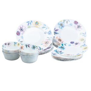 Столовий сервіз на 6 осіб керамічний TS Kitchen Meadow flowers білий (HP23408)