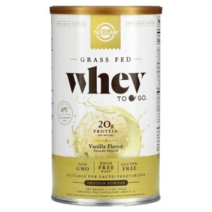 Сироватковий протеїн Grass Fed Whey To Go Solgar порошок смак ванілі 338 г