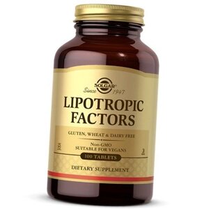 Вітаміни для підтримки печінки Lipotropic Factors Solgar 100таб (36313016)