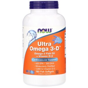 Ультра Омега 3 і Вітамін D, Ultra Omega 3-D, 180 Гелевих Капсул