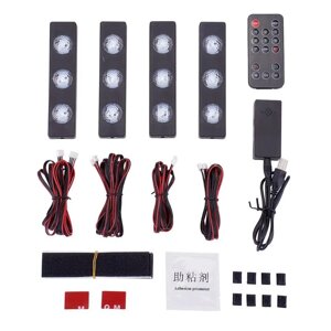 Світлодіодне підсвічування салону автомобіля RIAS NJ-00126 LED RGB 4 панелі Black