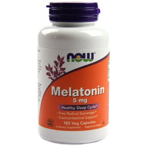 Мелатонін, Melatonin, Now Foods, 5мг, 180 капсул